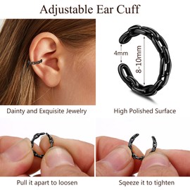 JeweBella 22Pcs Adjustable Ear Cuffs for Women Ear Cuff Earrings Non Piercing Ear Cuff Set Cartilage Clip On Wrap Earring Set Non-Pierced Cuff Earrings For Women Girls Silver/Gold/Rosegold/Black