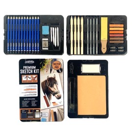 ArtSkills Sketch Kit, Art Sets for Adults with Pencil Set and Charcoal Art Supplies, Shading Pencils for Sketching, Charcoal for Drawing, Professional Drawing Pencils, 39 Pc