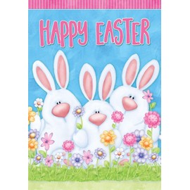 Dtzzou Happy Easter Bunny Garden Flag 12" x 18" Outdoor & Indoor Decorative Cute Rabbit Double Sided Flag for Spring Easter Decoration