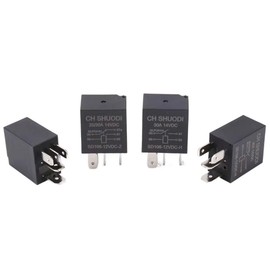 CH SHUODI 5 Pin 12 Volt 30A Micro Relay 4 Pack Small Relay Multi-Purpose Automotive Starter Relay for Car Motor, Auto Replacement Automotive ac Relay Heavy Duty Standard Relay
