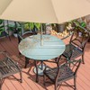 Wooden Seashell Round Outdoor Fitted Tablecloth with Umbrella Hole Zipper,