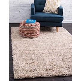 Unique Loom Solo Solid Shag Collection Area Modern Plush Rug Lush & Soft, 5 x 8 ft, Taupe