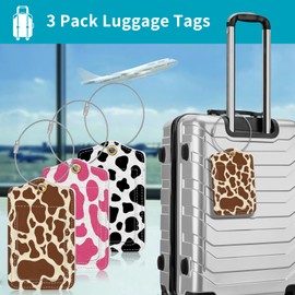 Luggage Tag, 3 Pack Travel Cruise Luggage Tags for Suitcases, Cute Suitcase Tags Identifiers Bag Tags with Privacy Flap, Baggage Name Tag for Women Men Luggage Backpack Handbag School Bag