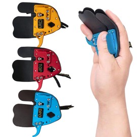 FUNTRESS Archery Finger Tab Leather Finger Guard with Aluminum Plate for Recurve Bow Hunting Shooting Practice (Orange, L)