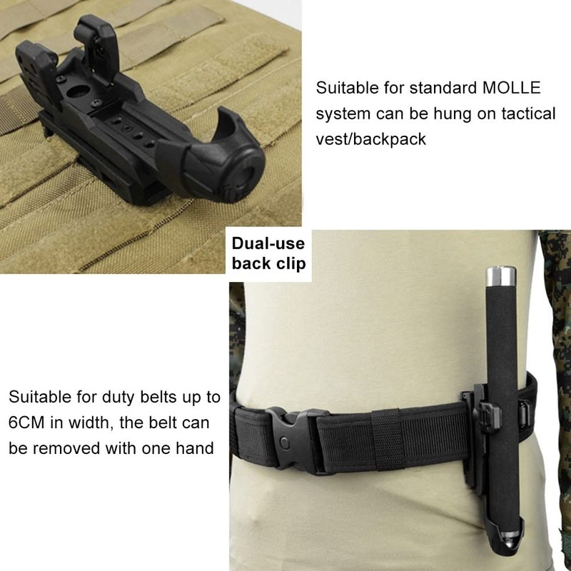 MiOYOOW Baton Holster 360 Degree Belt Torch Holder Telescopic Baton