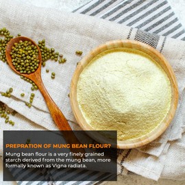 NY SPICE SHOP Moong Bean Flour - Green Mong Ground - Green Gram Millet Powder with Rich in Nutrients - Mung Beans Starch for Various Cuisines - 1 Pound