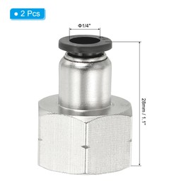 PATIKIL Female Straight Tubing Push to Connect Fittings, 2 Pack Female Straight 1/4 Inch Tube OD x 3/8 Inch NPT Thread Push to Connect Fittings for Air Water