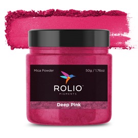 Rolio Premium Mica Powder - Deep Pink (50G / 1.76oz) - 1 Jar of Pink Pigment Powder for Epoxy Resin, Dye, Soap Making, Nail Polish, Paint, Candle Making, Bath Bombs, Slime