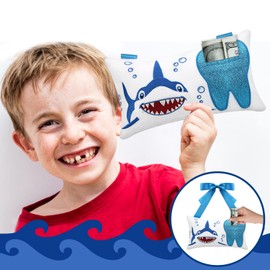 Malihome Tooth Fairy Pillow with Pocket for Girls and Boys Kids Tooth Pillow Toothfairy Gifts Tooth Keepsake Pouch 8.6 x 4.8 inches (for Boys)