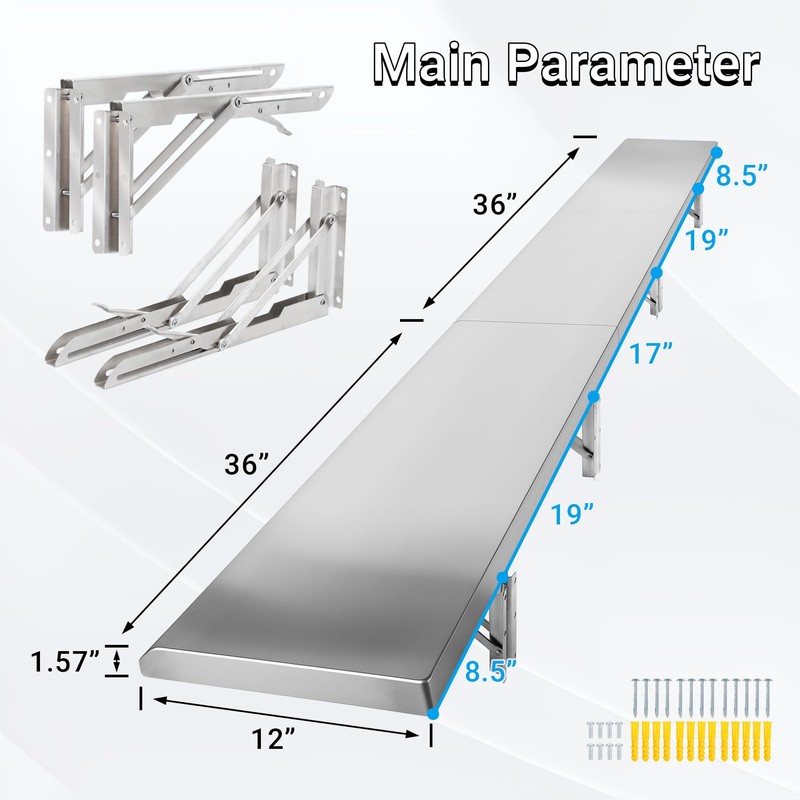 Toriexon Folding Concession Shelf 72" x 12", Drop Down Concession