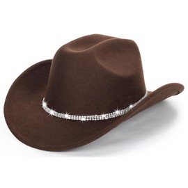 Womens Western Rhinestone Cowboy-Cowgirl Hat Fedora Jazz Hat with Sparkly Band