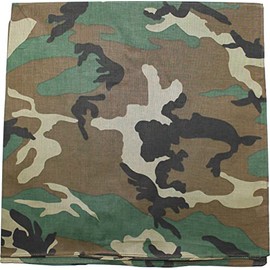 ARMYU Camo Bandana Camouflage Head Wrap Do-Rag 100% Cotton Bandanna Face Cover (Woodland Camouflage - 27")