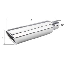 2.5 Inch Inlet Exhaust Tip, LCGP 2.5" Inlet x 4" Outlet x 18" Overall Length Weld On Universal Stainless Steel Polished Diesel Exhaust Tailpipe Tip 2 Pcs