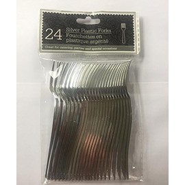 Silver Plastic Mini Fork- 24 count