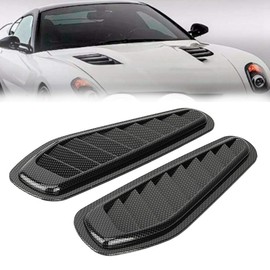 Universal Car Vent Radiator Grille Cover, 2-Piece Car Air Flow Inlet with Carbon Fibre Inlet, Decorative Shovel, Bonnet, Extractor Hood