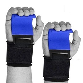 DMX INTL Weight Lifting Power Hooks Grip Heavy Duty with Wrist Straps for Pull Ups Power Lift Deadlift Weightlifting 8 mm Thick Padded Neoprene Gym Fitness Workout Gloves (Pair) (Blue)