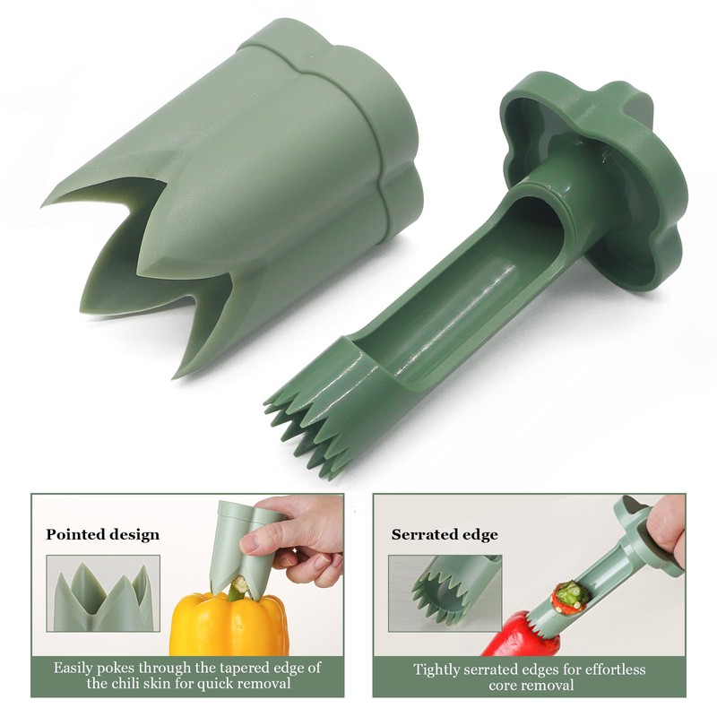 2-in-1 Pepper Corer and Jalapeno Corer Tool - Efficient Bell