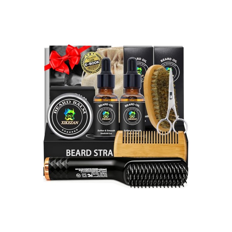 Kit de alisador de barba para hombres, kit de crecimiento
