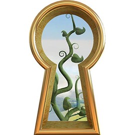 16" Gold Keyhole Wall Decal Jack Beanstalk Fairy Tale Removable Fabric Vinyl Peel and Stick Fantasy Kids Room Decor 16" x 9"