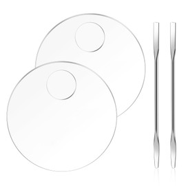 Make-Up-Palette,2 PCS Klare Acryl Mischpalette Make Up Mischpalette Kosmetische Farbmischpalette Schminkpalette mit 2 PCS Make-up Spatel für Make-Up Nail Art DIY Kunsthandwerk