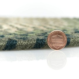 Super Area Rugs Braided Rug Pinecrest Indoor/Outdoor Braided Carpet for High Traffic Kitchen, Green Multi, 2' x 6' Oval Runner