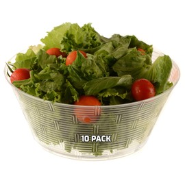 [10 PACK] Reusable Clear Plastic Bowls - Disposable Hard Plastic Bowls Medium Dessert Bowls - Great for Weddings, Serving, Catering, Ice Cream, Event or Home Party Supplies Basket Weave Design