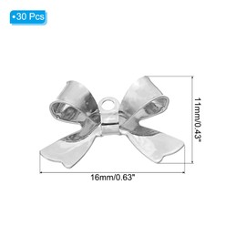 PATIKIL 30pcs Bow Charm, Bow Pendants Bulk Mini Bowknot Charm Pendants Metal for Jewelry Making Earrings DIY Crafts, White