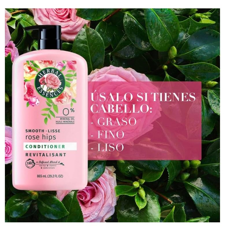 Acondicionador Herbal Essences Suavidad Rosa Mosqueta, 865 ml