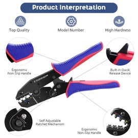 CGBOOM Crimping Pliers Cable Lugs Set, Crimping Pliers Wire End Ferrules Set with 200 Pieces Cable Lugs and 100 Pieces Butt Connectors, Crimping Tool with 1 Replacement Part for 0.5-6 mm² Cable Lugs