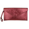 Girly Handbags Italian Suede Envelope Clutch Bag, Metallic Burgundy