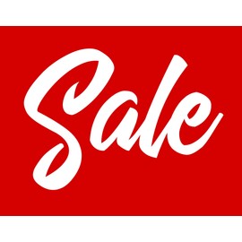 NAHANCO Card Stock Display Card, 5.5”H x 7”W - "Sale" Red and White - script style (Pack of 1)