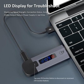 Wireless HDMI Transmitter and Receiver 4K, Metal Housing Portable Wireless HDMI Extender Kit with LED Display, 2.4G/5G Plug & Play HDMI Wireless Streaming Video from Laptop/TV Box to Monitor/HDTV