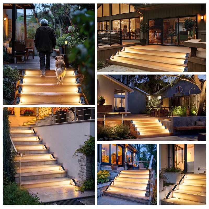 Kondras Motion Sensor Solar Stair Lights Outdoor, 8-Pack Super Bright