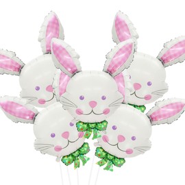 Easter Decorations Rabbit Easter Balloons,6 Pcs Bunny Balloons,Cute Easter Foil Balloons Easter Gifts for Children Kids Girls Easter Birthday Party Rabbit Bunny Balloons Kids Party Egg Hunt Deco
