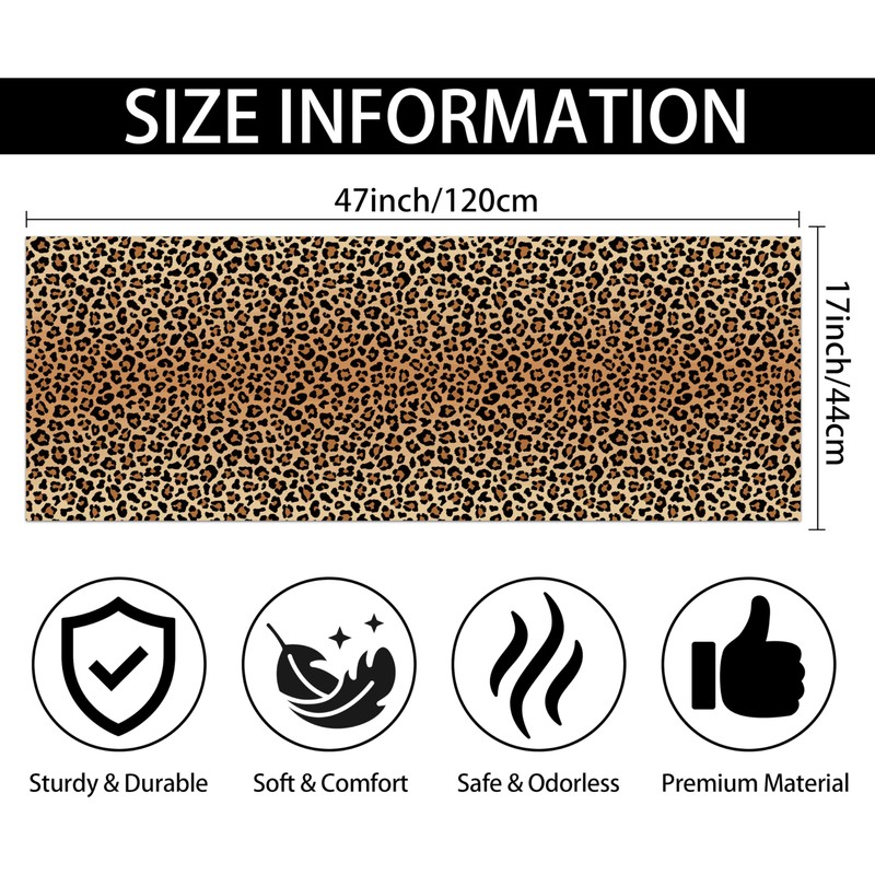 FNLNDO Leopard Bathroom Rugs 17"x 47" Long Bath Rugs Cheetah