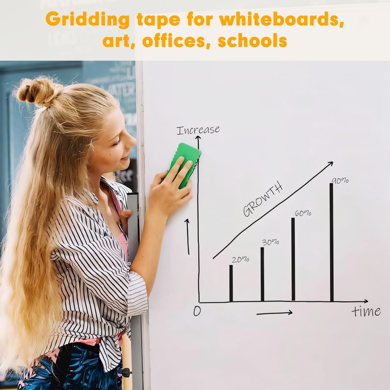 3 Rolls Black Whiteboard Tape, Precision Grid & Table Layout