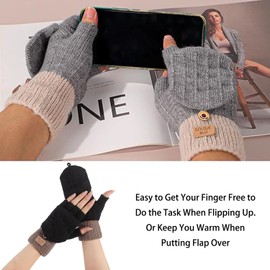 ZEACCT 2-Pair Thermal Fingerless Gloves Set - Soft Knit Convertible Mittens for Women, Touchscreen-Compatible Half-Finger Design (Cold Weather Cycling & Skiing Accessories)