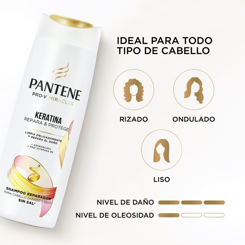 Pantene Kit Keratina Shampoo + Crema para Peinar Termoprotectora 300