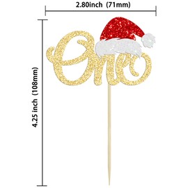 24 decoraciones de Navidad para cupcakes con purpurina, sombrero de Papá Noel, decoración para tartas de primer cumpleaños, decoración para Navidad, baby shower, niños, suministros para fiesta de primer cumpleaños, color dorado
