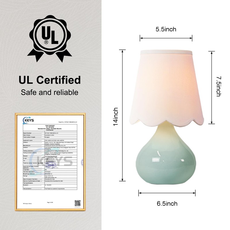 14'' H Cordless LED Table Lamp with Dimmer, Ceramic Bedside