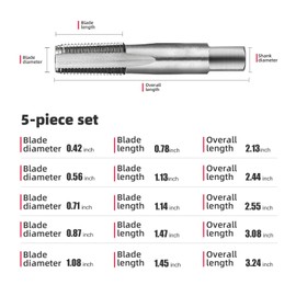 Tap Pipe Extended Pipe threadtap NPT CarbonSteel Lengthened Taper Pipe Thread Taps DRINYOUNG (5 pcs:：1/8 1/4 3/8 1/2 3/4)