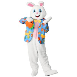 Wabolay Easter Bunny Costume Adult Rabbit Mascot Suit 6PCS Deluxe Plus Size Bunnies Onesie Outfit Carrot Bag for Men Women 2XL3XL