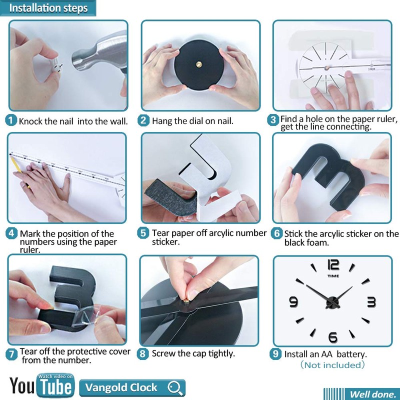 Mintime Large Wall Clock Battery Operated DIY Wall Clock for