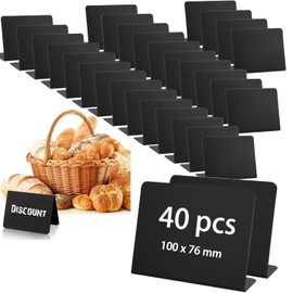 JMIATRY Pack of 40 Mini Chalkboard Signs for Writing on Table Stands, Mini Chalkboard Signs, Buffet Signs, Mini Chalkboard Decoration for Prices, Weddings, Parties, Bakeries