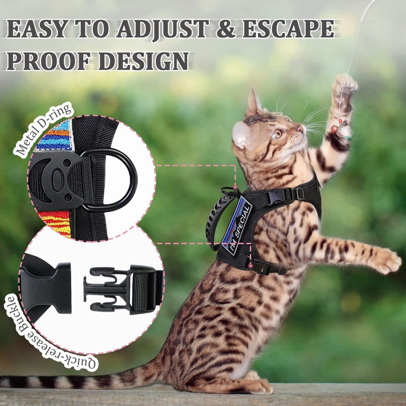 nanappice Tactical Cat Harness for Walking Escape Proof,Adjustable Pet Vest