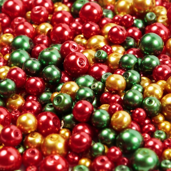 Merry Christmas Glass Pearl Beads 410 Pieces Mix of 4mm,