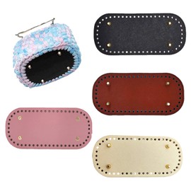 Bag Base for Crocheting, Bag Base Leather PU Knitting Crochet Bag Bottom Shaper Pad Insert Handbag Base Shaper (Black, Pink, Brown, Beige)