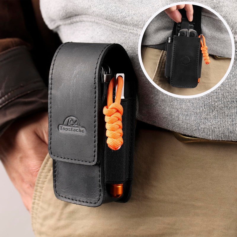 Topstache Leather Multitool Sheath for Belt - Multitool Holster for