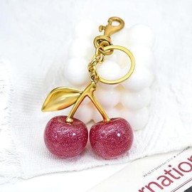 Cutest Cherry Keychain Fashion Cherry Bag Charm Bling Cherry Accessories for Women & Girl Gift, Stylish Accessories Gifts  for Birthday Christmas:_pink