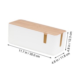 Angoily Bamboo Lid Power Charging Data Cable Storage Box Cable Management Wire Organizer Wire Management Storage Boxes Lids
